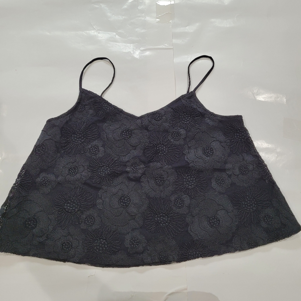 Express Floral Lace Black Lace Cami Cropped